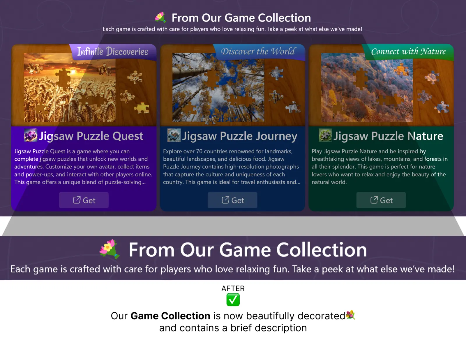 Game Collection Descriptions