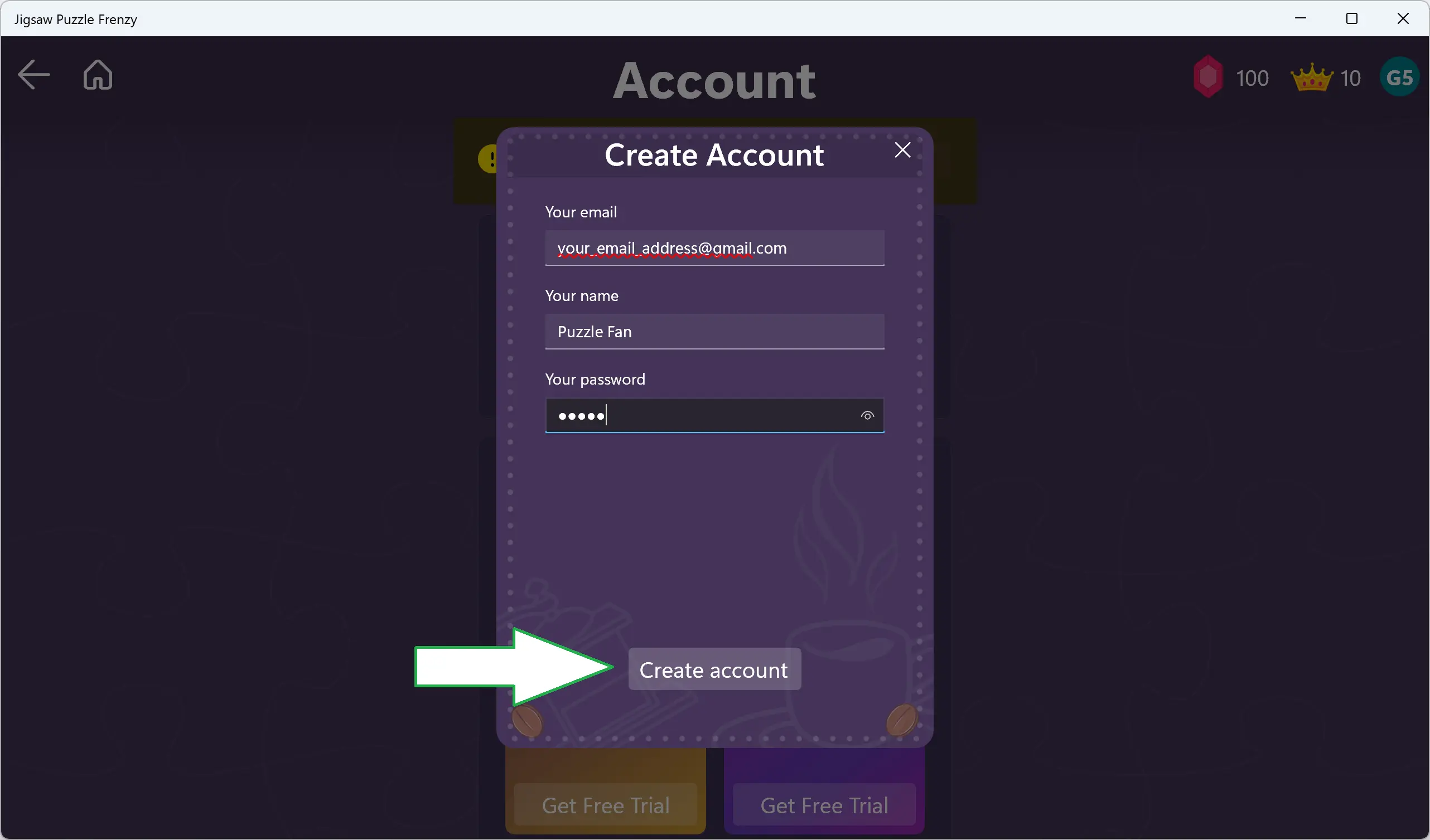 Create Account Step 6