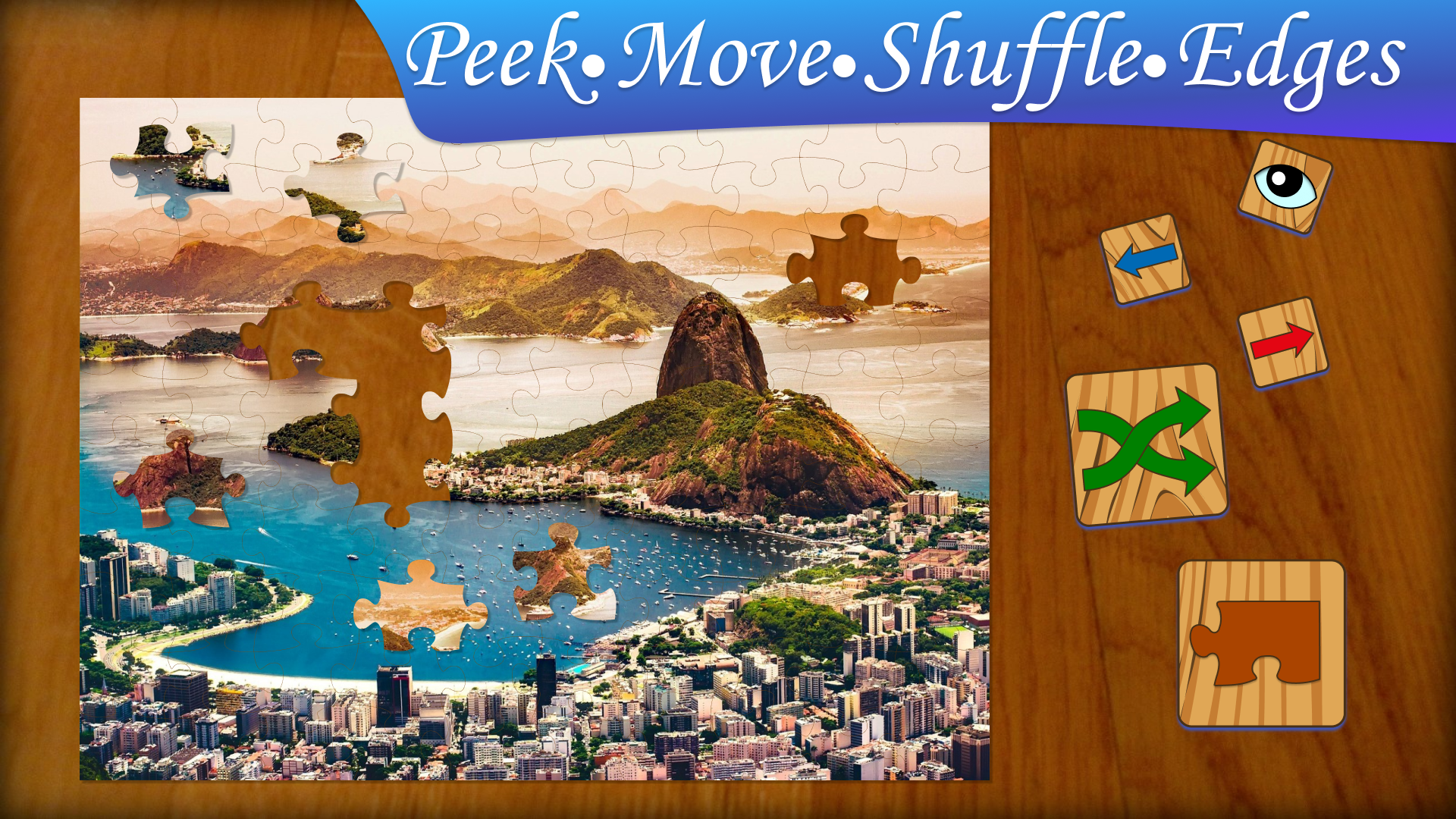 Jigsaw Puzzle Journey: screenshot of the tools that can be used for solving puzzles.