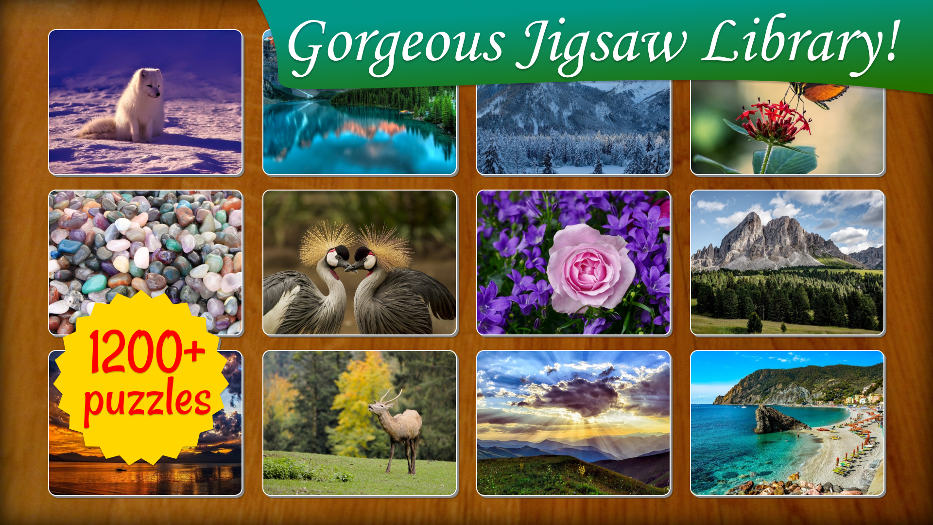Jigsaw Puzzle Nature: screenshot of the puzzle library.