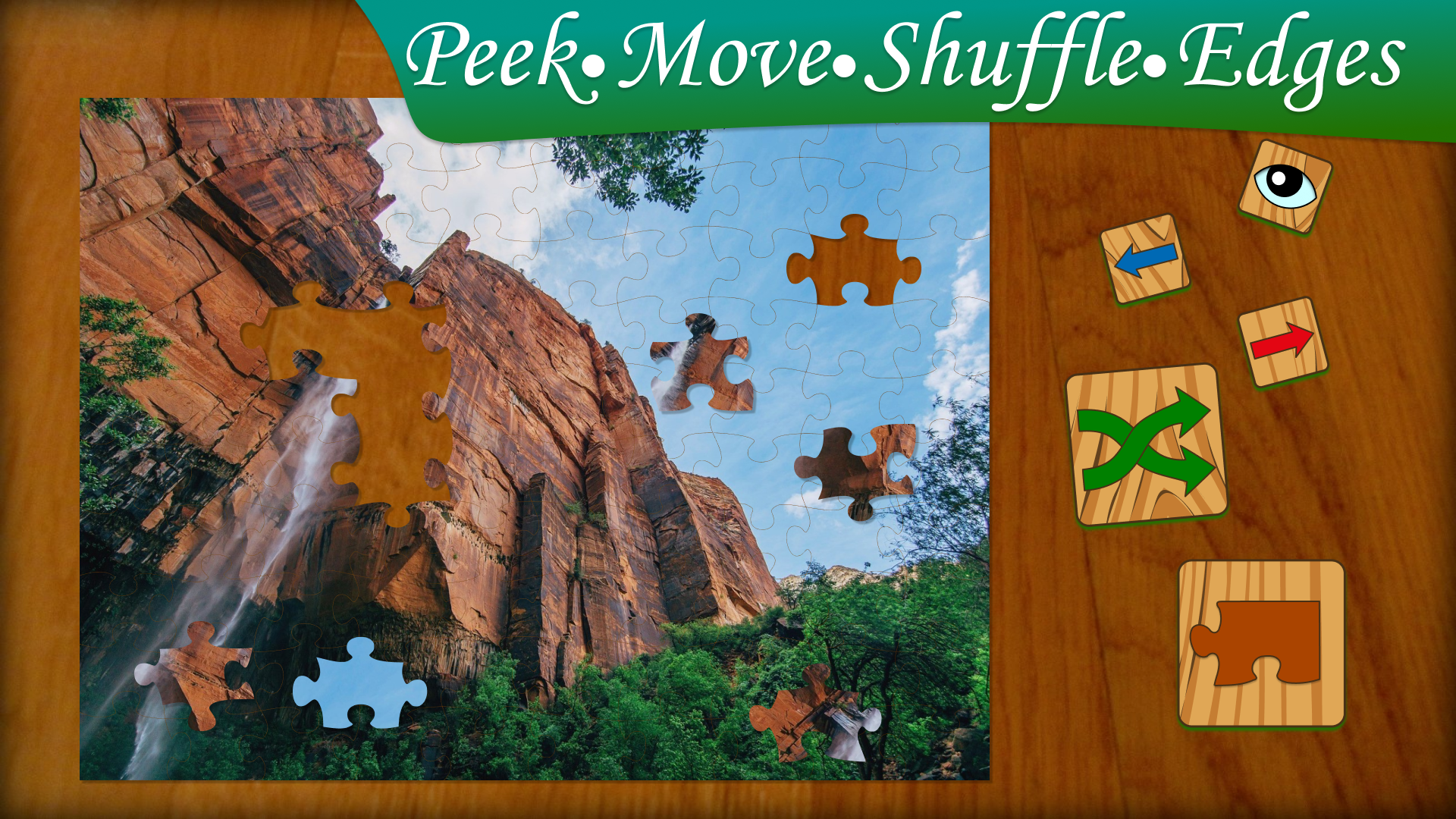 Jigsaw Puzzle Nature: screenshot of the tools that can be used for solving puzzles.